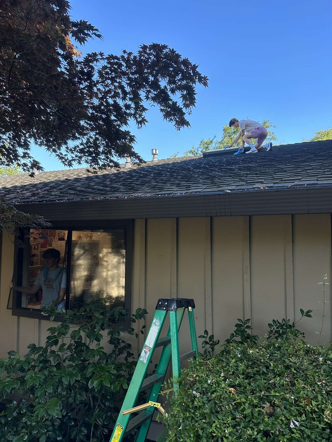 Crew working on a rooftop